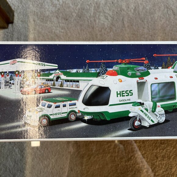 2001 Hess Helicopter Toy Set with Motorcycle & Cruiser – Lights & Sounds, NIB - Picture 3 of 16